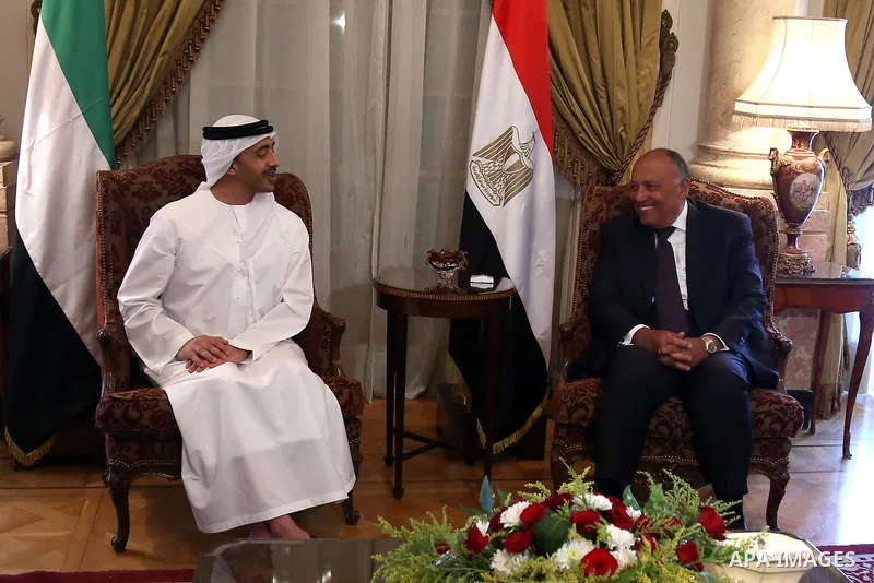 Bahraini Foreign Minister Khalid bin Ahmed al-Khalifa, Egyptian Foreign Minister Sameh Shoukry, Saudi Foreign Minister Adel al-Jubeir, and UAE Minister of Foreign Affairs and International Cooperation Abdullah bin Zayed...