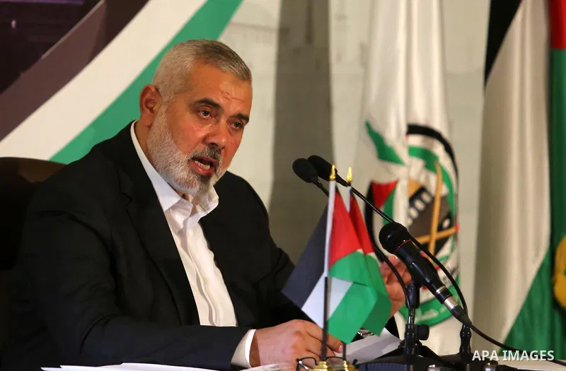 Hamas Chief Ismail Haniyeh gives a speech in Gaza City on July 5, 2017. Haniya said that meetings between his movement and the Egyptian authorities would ease the siege imposed on the Gaza Strip for more than a decade. P...