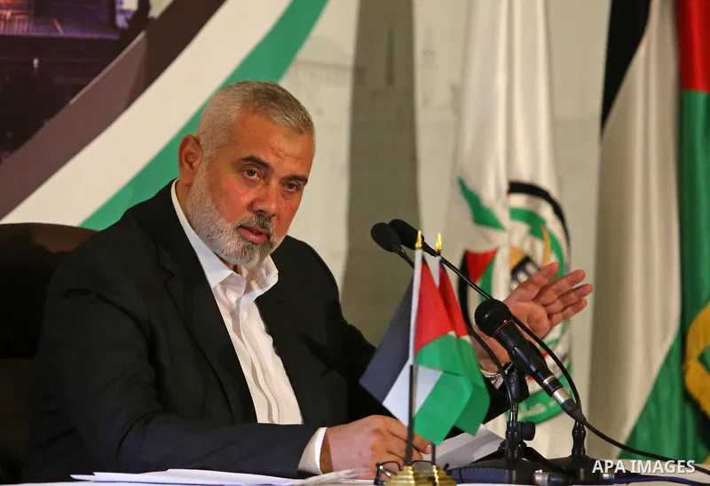 Hamas Chief Ismail Haniyeh gives a speech in Gaza City on July 5, 2017. Haniya said that meetings between his movement and the Egyptian authorities would ease the siege imposed on the Gaza Strip for more than a decade. P...