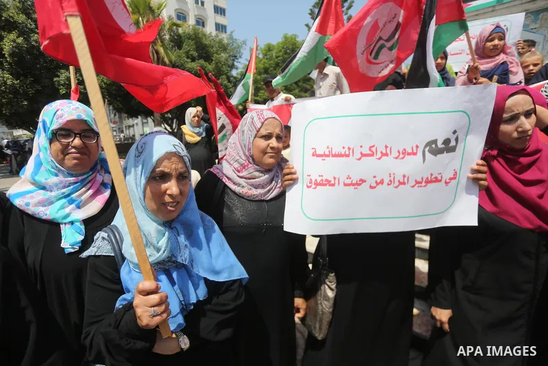 Palestinians take part in a protest against Israeli blockade in Gaza city on July 6, 2017. Photo by Mohammed Asad