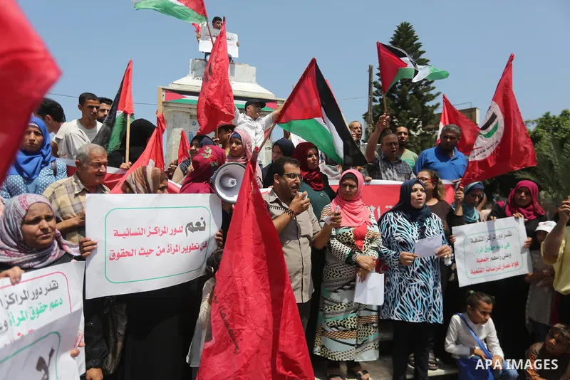 Palestinians take part in a protest against Israeli blockade in Gaza city on July 6, 2017. Photo by Mohammed Asad