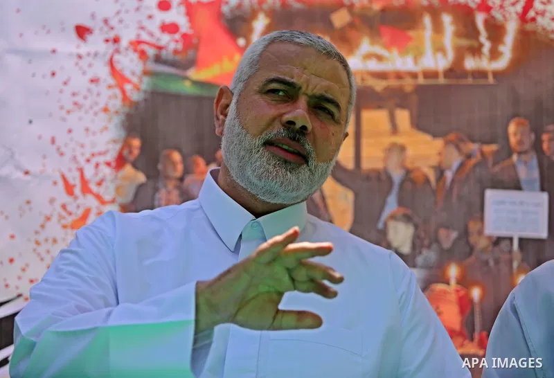 Hamas leader Ismail Haniya attends the start ceremony of summer camps organized by the Hamas movement in Gaza city on July 9, 2017. Photo by Ashraf Amra