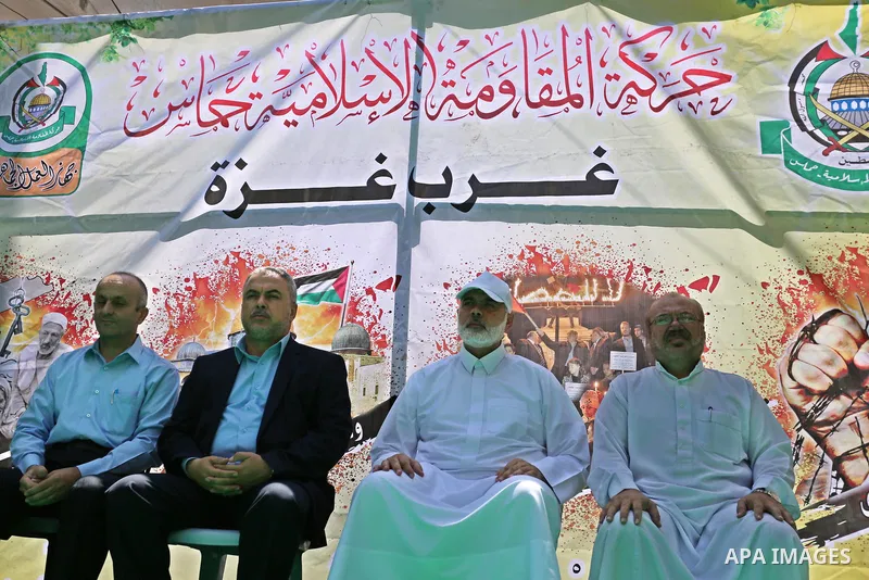Hamas leader Ismail Haniya attends the start ceremony of summer camps organized by the Hamas movement in Gaza city on July 9, 2017. Photo by Ashraf Amra