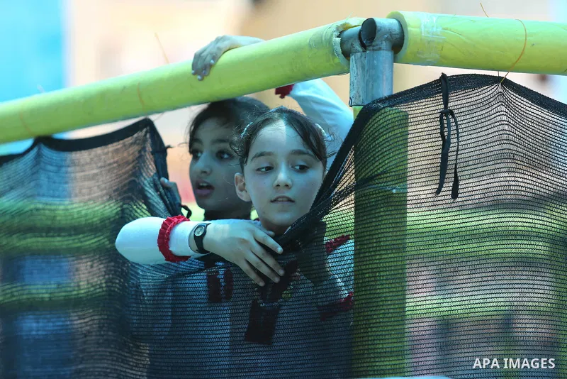 Palestinians enjoy as part of the activities proposed during a Summer Fun Weeks 2017 organised by the United Nations, in Gaza city, on July 9, 2017. Photo by Ashraf Amra