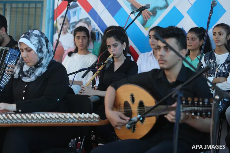 Palestinians enjoy as part of the activities proposed during a Summer Fun Weeks 2017 organised by the United Nations, in Gaza city, on July 9, 2017. Photo by Ashraf Amra