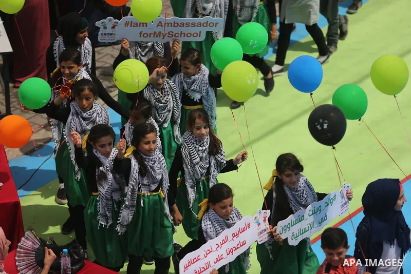 Palestinians enjoy as part of the activities proposed during a Summer Fun Weeks 2017 organised by the United Nations, in Gaza city, on July 9, 2017. Photo by Ashraf Amra