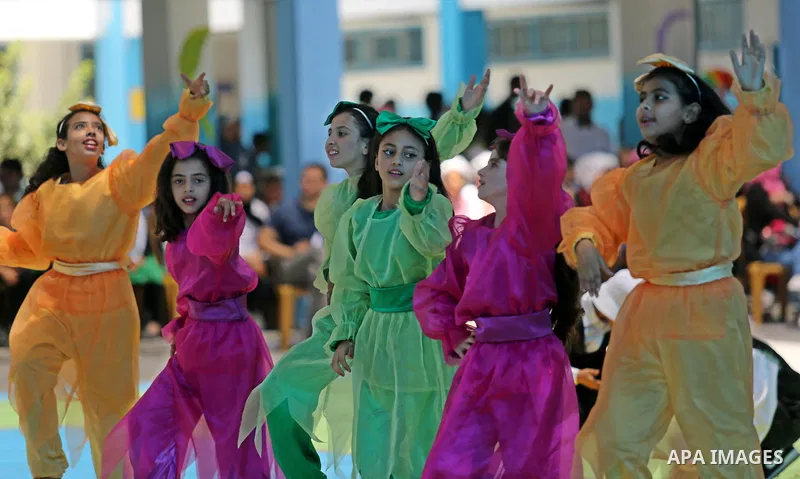 Palestinians enjoy as part of the activities proposed during a Summer Fun Weeks 2017 organised by the United Nations, in Gaza city, on July 9, 2017. Photo by Ashraf Amra