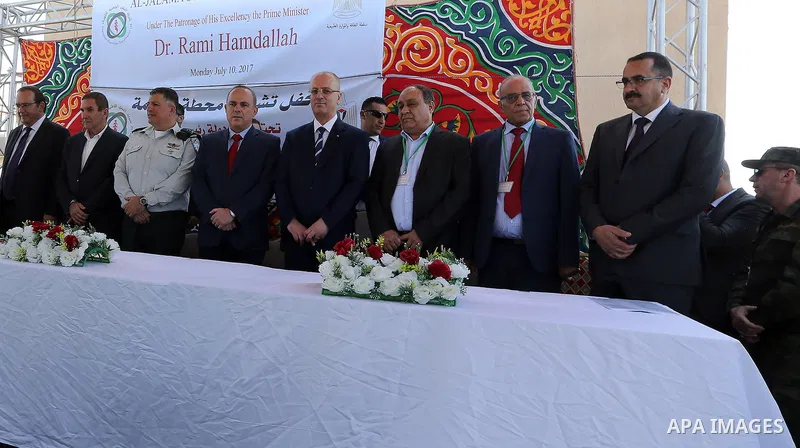 Palestinian Prime Minister, Rami Hamadallah, attends the Opening of the power station in Jalameh in the West Bank,City of Jenin on July 10, 2017. Photo by Prime Minister Office