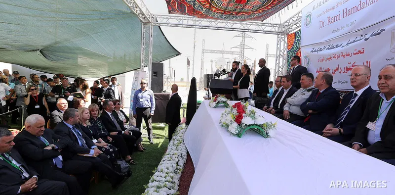 Palestinian Prime Minister, Rami Hamadallah, attends the Opening of the power station in Jalameh in the West Bank,City of Jenin on July 10, 2017. Photo by Prime Minister Office