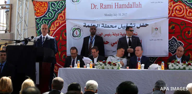 Palestinian Prime Minister, Rami Hamadallah, attends the Opening of the power station in Jalameh in the West Bank,City of Jenin on July 10, 2017. Photo by Prime Minister Office