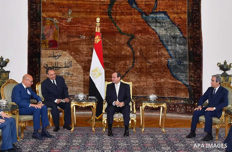 Egyptian President Abdel Fattah al-Sisi meets with a delegation from the Italian Parliament, in Cairo, Egypt, on July 11, 2017. Photo by Egyptian President Office