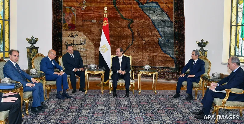 Egyptian President Abdel Fattah al-Sisi meets with a delegation from the Italian Parliament, in Cairo, Egypt, on July 11, 2017. Photo by Egyptian President Office