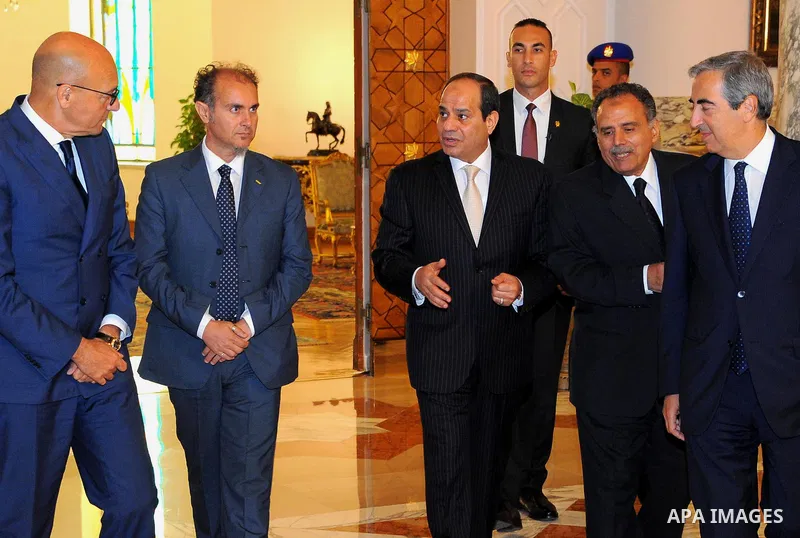 Egyptian President Abdel Fattah al-Sisi meets with a delegation from the Italian Parliament, in Cairo, Egypt, on July 11, 2017. Photo by Egyptian President Office