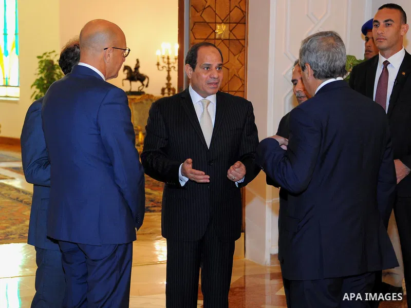 Egyptian President Abdel Fattah al-Sisi meets with a delegation from the Italian Parliament, in Cairo, Egypt, on July 11, 2017. Photo by Egyptian President Office