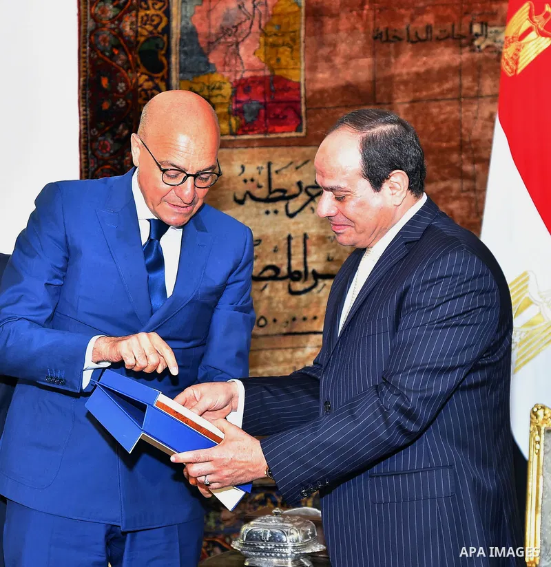 Egyptian President Abdel Fattah al-Sisi meets with a delegation from the Italian Parliament, in Cairo, Egypt, on July 11, 2017. Photo by Egyptian President Office