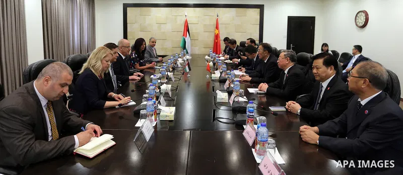 Palestinian Prime Minister, Rami Hamdallah, meets with Vice chairman of the Standing Committee of the National People's Congress (NPC) Kiang Bunkog, in the West bank city of Ramallah, on July 12, 2017. Photo by Prime Min...
