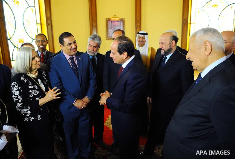 Egyptian President Abdel Fattah al-Sisi meets with council of Arab Media Ministers, in Cairo, Egypt, on July 12, 2017. Photo by Egyptian President Office
