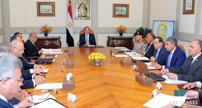 Egyptian President Abdel Fattah al-Sisi chairs a meeting, in Cairo, Egypt on July 15, 2017. Photo by Egyptian President Office