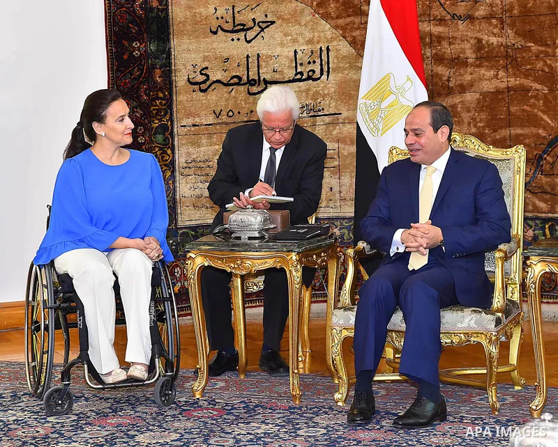 Egyptian President Abdel Fattah al-Sisi meets with Argentine Vice President Gabriela Michetti, in Cairo, Egypt on July 16, 2017. Photo by Egyptian President Office