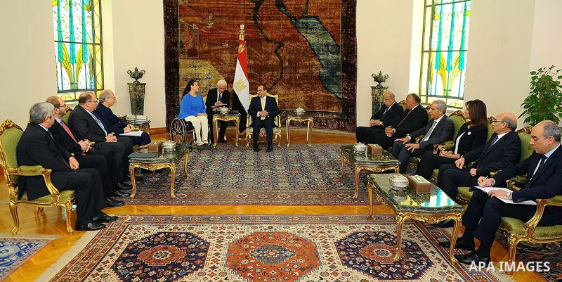 Egyptian President Abdel Fattah al-Sisi meets with Argentine Vice President Gabriela Michetti, in Cairo, Egypt on July 16, 2017. Photo by Egyptian President Office