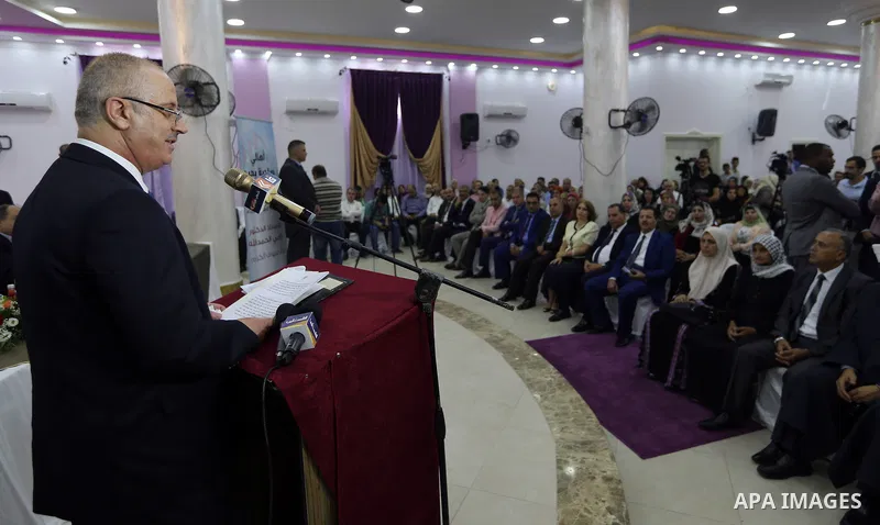 Palestinian Prime Minister, Rami Hamdallah, Lays the foundation stone of the Yabod emergency center, in the West Bank city of jenin, on July 17, 2017. Photo by Prime Minister Office