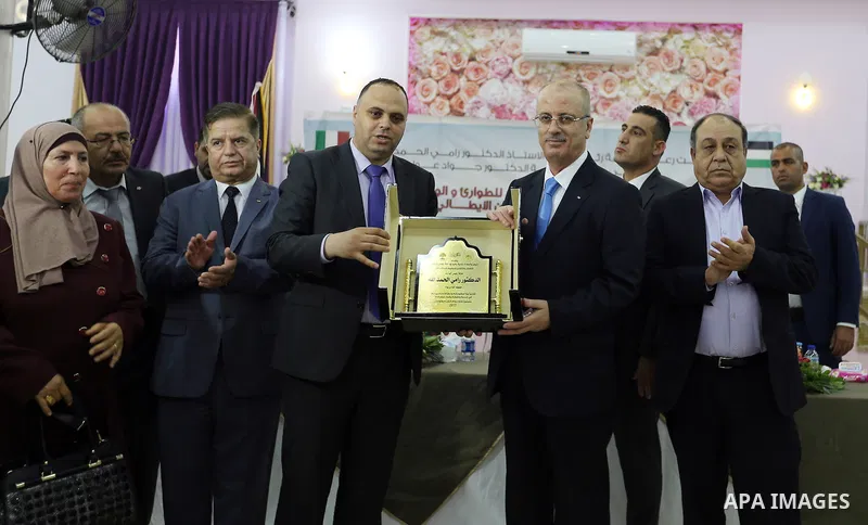 Palestinian Prime Minister, Rami Hamdallah, Lays the foundation stone of the Yabod emergency center, in the West Bank city of jenin, on July 17, 2017. Photo by Prime Minister Office