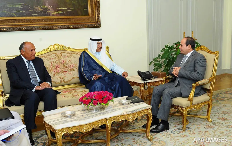 Egyptian President Abdel Fattah al-Sisi meets with Kuwait first deputy prime Minister and Minister for foreign affairs Sheikh Sabah Khalid al Hamad al Sabah, in Cairo, Egypt, on July 17, 2017. Photo by Egyptian President...