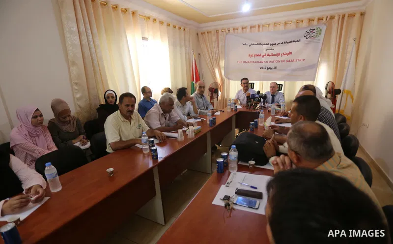 Dirctor of the United Nations for the peace process in the Middle, Gernot Sauer attends a workshop, in Gaza city, on July 18, 2017. Photo by Mohammed Asad