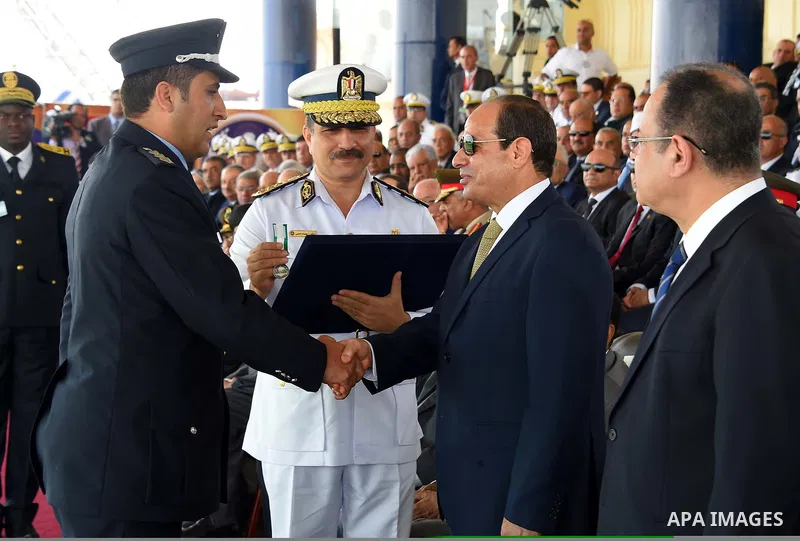 Egyptian President Abdel Fattah al-Sisi attends a graduation ceremony of the police officers academy in Cairo, Egypt July 19, 2017. Photo by Egyptian President Office