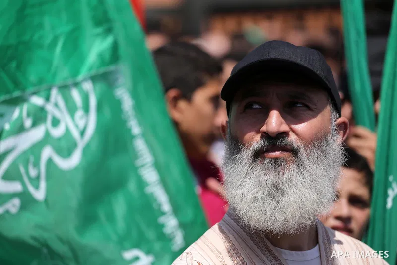 Palestinian demonstrators take part during a protest against Israel's new security measures at the entrance to the al-Aqsa mosque compound, which include metal detectors and cameras, in Gaza City on July 21, 2017. Photo...