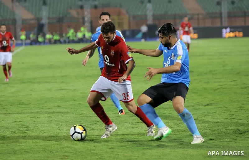 Egypt's Al Ahly and Jordan's Al-Faisaly compete during Arab Club championship at Al-Salam Stadium in Cairo, Egypt on July 22, 2017. Photo by Amr Sayed