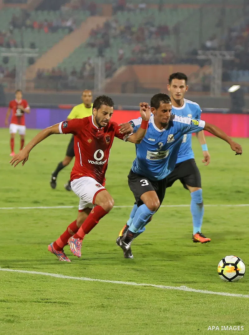 Egypt's Al Ahly and Jordan's Al-Faisaly compete during Arab Club championship at Al-Salam Stadium in Cairo, Egypt on July 22, 2017. Photo by Amr Sayed