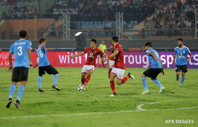 Egypt's Al Ahly and Jordan's Al-Faisaly compete during Arab Club championship at Al-Salam Stadium in Cairo, Egypt on July 22, 2017. Photo by Amr Sayed