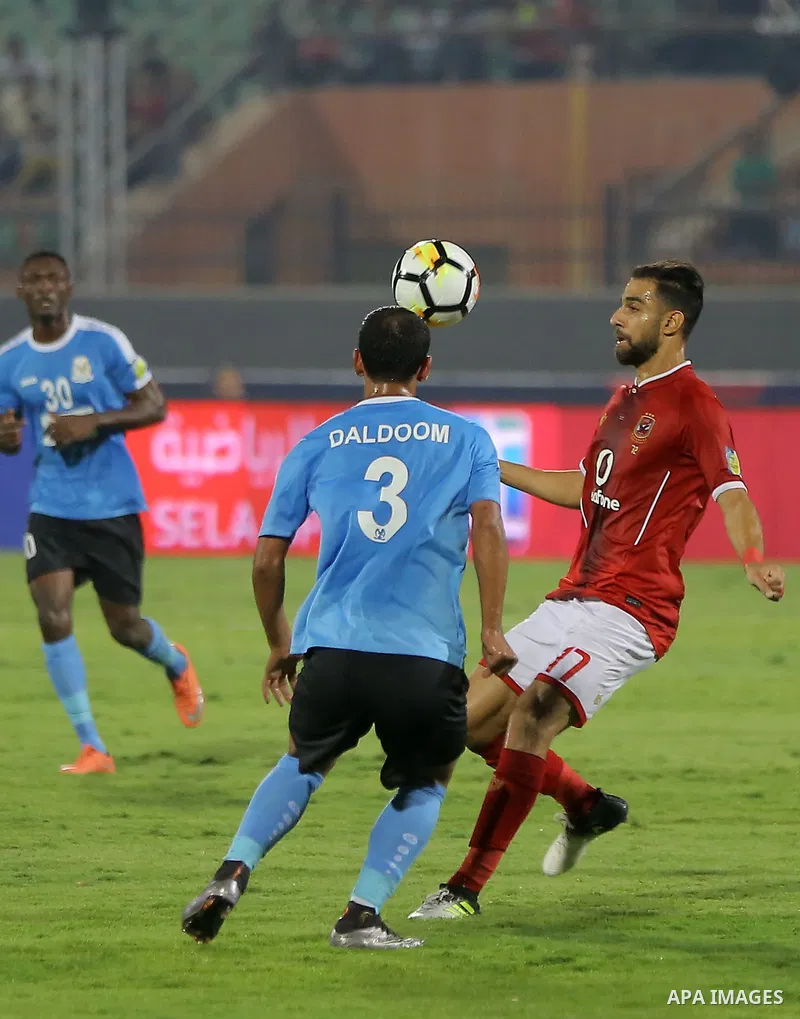 Egypt's Al Ahly and Jordan's Al-Faisaly compete during Arab Club championship at Al-Salam Stadium in Cairo, Egypt on July 22, 2017. Photo by Amr Sayed
