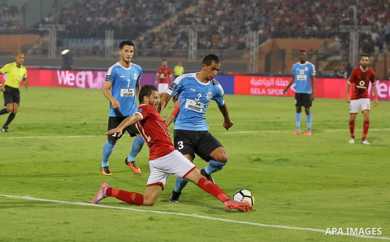 Egypt's Al Ahly and Jordan's Al-Faisaly compete during Arab Club championship at Al-Salam Stadium in Cairo, Egypt on July 22, 2017. Photo by Amr Sayed
