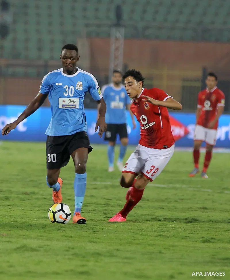Egypt's Al Ahly and Jordan's Al-Faisaly compete during Arab Club championship at Al-Salam Stadium in Cairo, Egypt on July 22, 2017. Photo by Amr Sayed