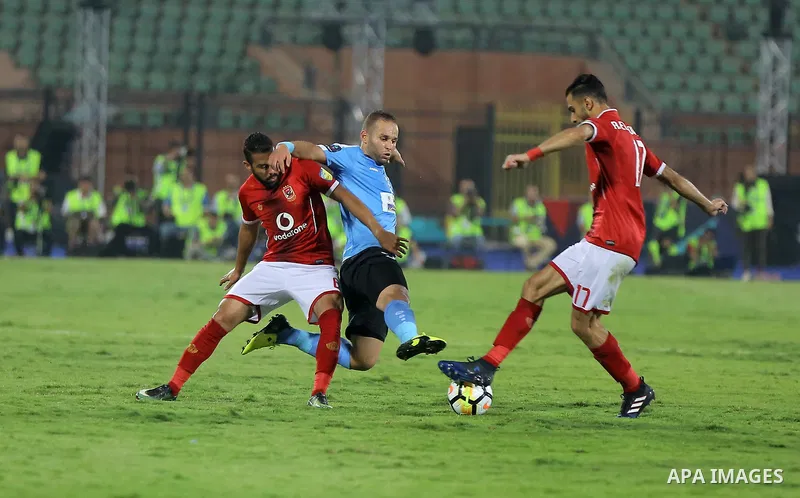 Egypt's Al Ahly and Jordan's Al-Faisaly compete during Arab Club championship at Al-Salam Stadium in Cairo, Egypt on July 22, 2017. Photo by Amr Sayed