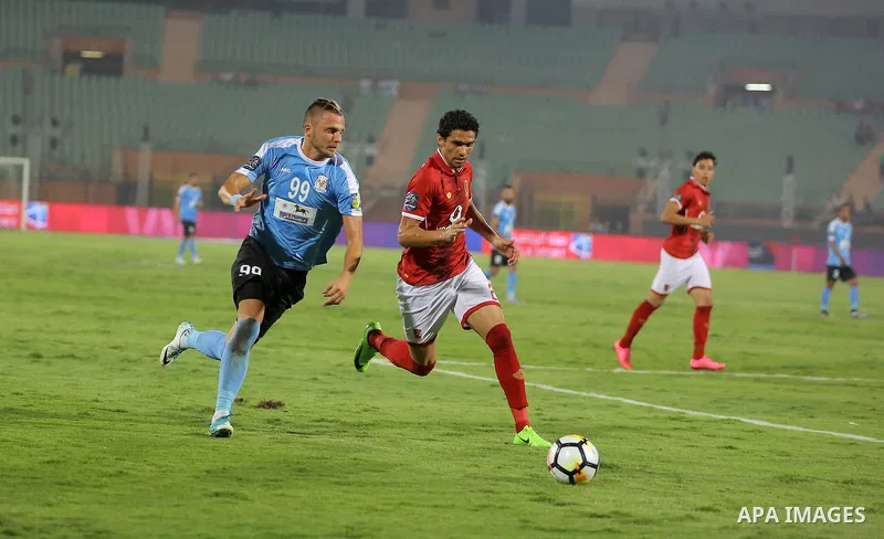 Egypt's Al Ahly and Jordan's Al-Faisaly compete during Arab Club championship at Al-Salam Stadium in Cairo, Egypt on July 22, 2017. Photo by Amr Sayed
