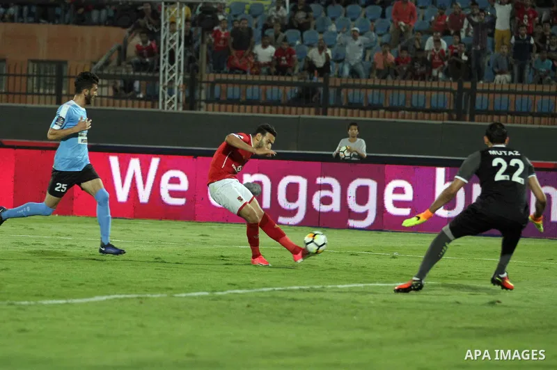 Egypt's Al Ahly and Jordan's Al-Faisaly compete during Arab Club championship at Al-Salam Stadium in Cairo, Egypt on July 22, 2017. Photo by Amr Sayed