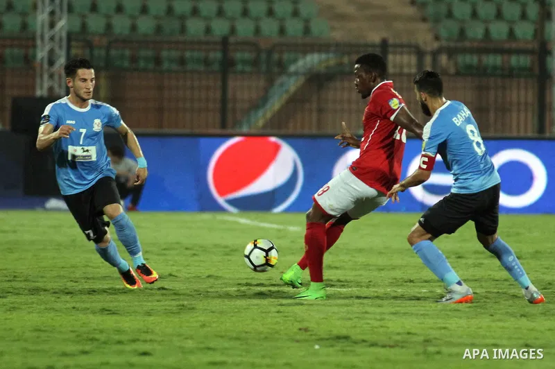 Egypt's Al Ahly and Jordan's Al-Faisaly compete during Arab Club championship at Al-Salam Stadium in Cairo, Egypt on July 22, 2017. Photo by Amr Sayed