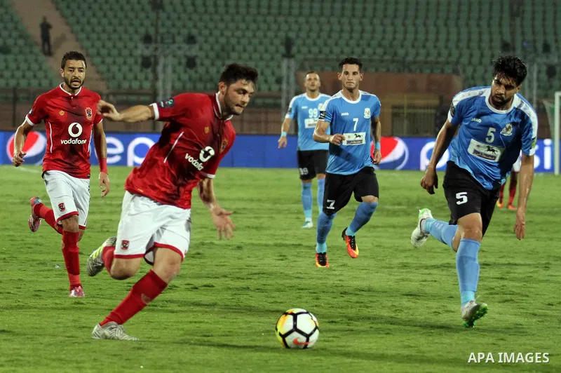 Egypt's Al Ahly and Jordan's Al-Faisaly compete during Arab Club championship at Al-Salam Stadium in Cairo, Egypt on July 22, 2017. Photo by Amr Sayed