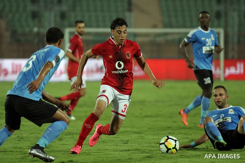 Egypt's Al Ahly and Jordan's Al-Faisaly compete during Arab Club championship at Al-Salam Stadium in Cairo, Egypt on July 22, 2017. Photo by Amr Sayed