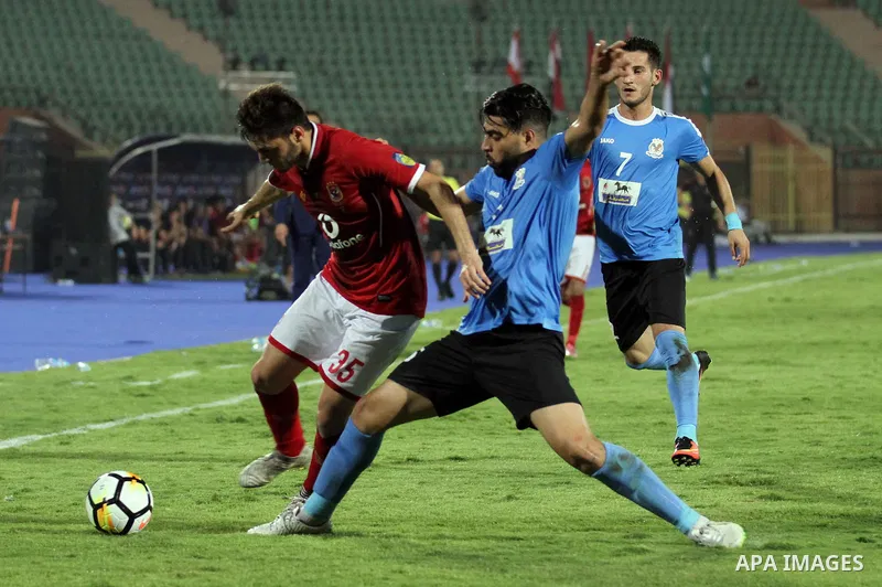 Egypt's Al Ahly and Jordan's Al-Faisaly compete during Arab Club championship at Al-Salam Stadium in Cairo, Egypt on July 22, 2017. Photo by Amr Sayed