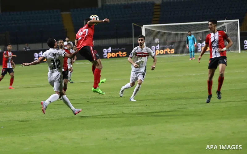Egypt's Zamalek and Fatah el-Rebati compete during Arab Club championship in Cairo, Egypt on July 23, 2017. Photo by Amr Sayed