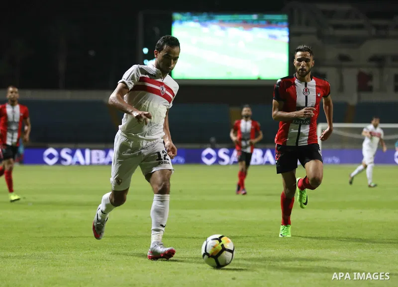 Egypt's Zamalek and Fatah el-Rebati compete during Arab Club championship in Cairo, Egypt on July 23, 2017. Photo by Amr Sayed