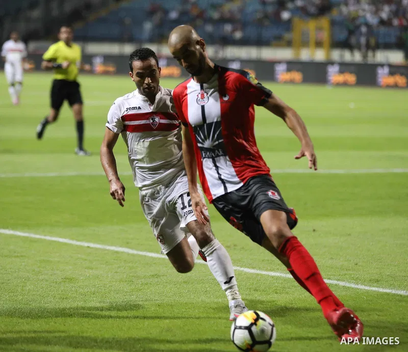 Egypt's Zamalek and Fatah el-Rebati compete during Arab Club championship in Cairo, Egypt on July 23, 2017. Photo by Amr Sayed
