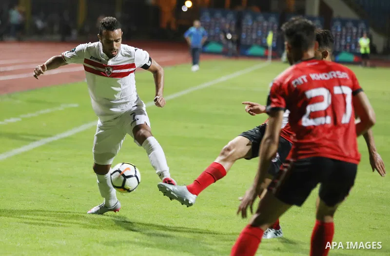 Egypt's Zamalek and Fatah el-Rebati compete during Arab Club championship in Cairo, Egypt on July 23, 2017. Photo by Amr Sayed