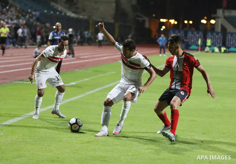 Egypt's Zamalek and Fatah el-Rebati compete during Arab Club championship in Cairo, Egypt on July 23, 2017. Photo by Amr Sayed