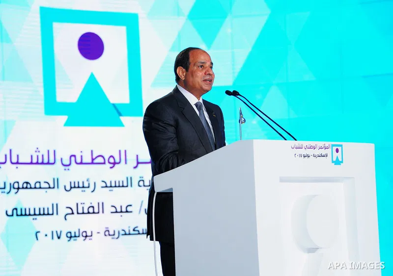 Egyptian President Abdel Fattah al-Sisi attends the opening of the fourth national youth conference, in Cairo, Egypt, on July 24, 2017. Photo by Egyptian President Office