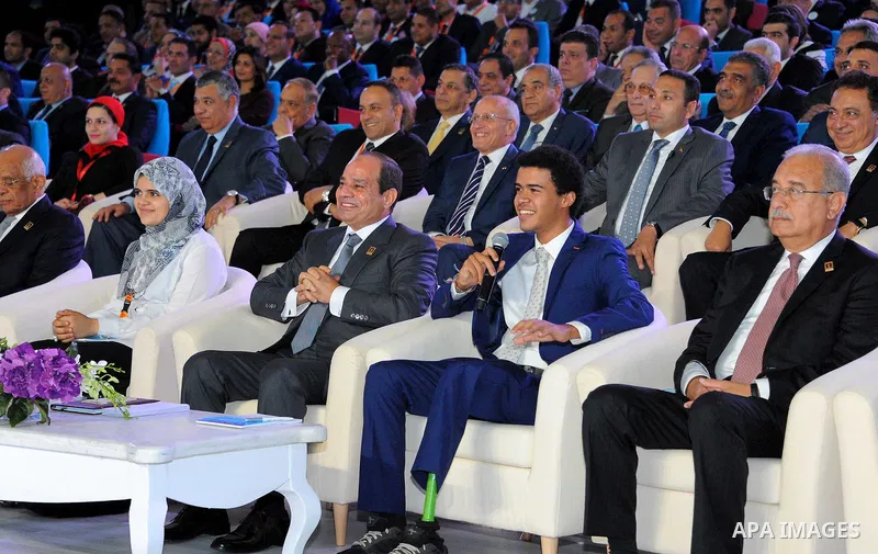 Egyptian President Abdel Fattah al-Sisi attends the opening of the fourth national youth conference, in Cairo, Egypt, on July 24, 2017. Photo by Egyptian President Office